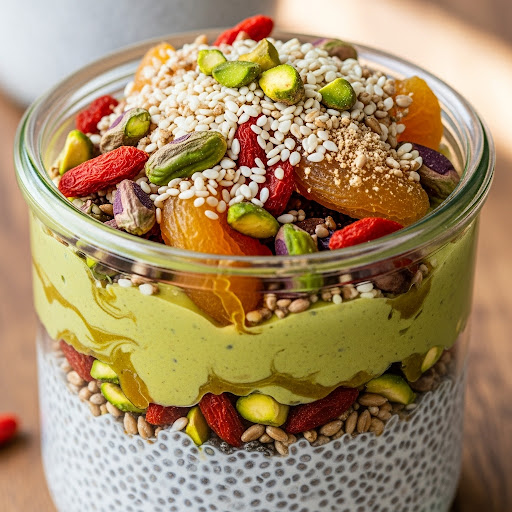 Tahini, Pistachio & Apricot Chia Pudding